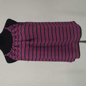 LOFT Navy/Magenta/Gold Striped  Spaghetti Strap Tank Top Women's Sz. Small